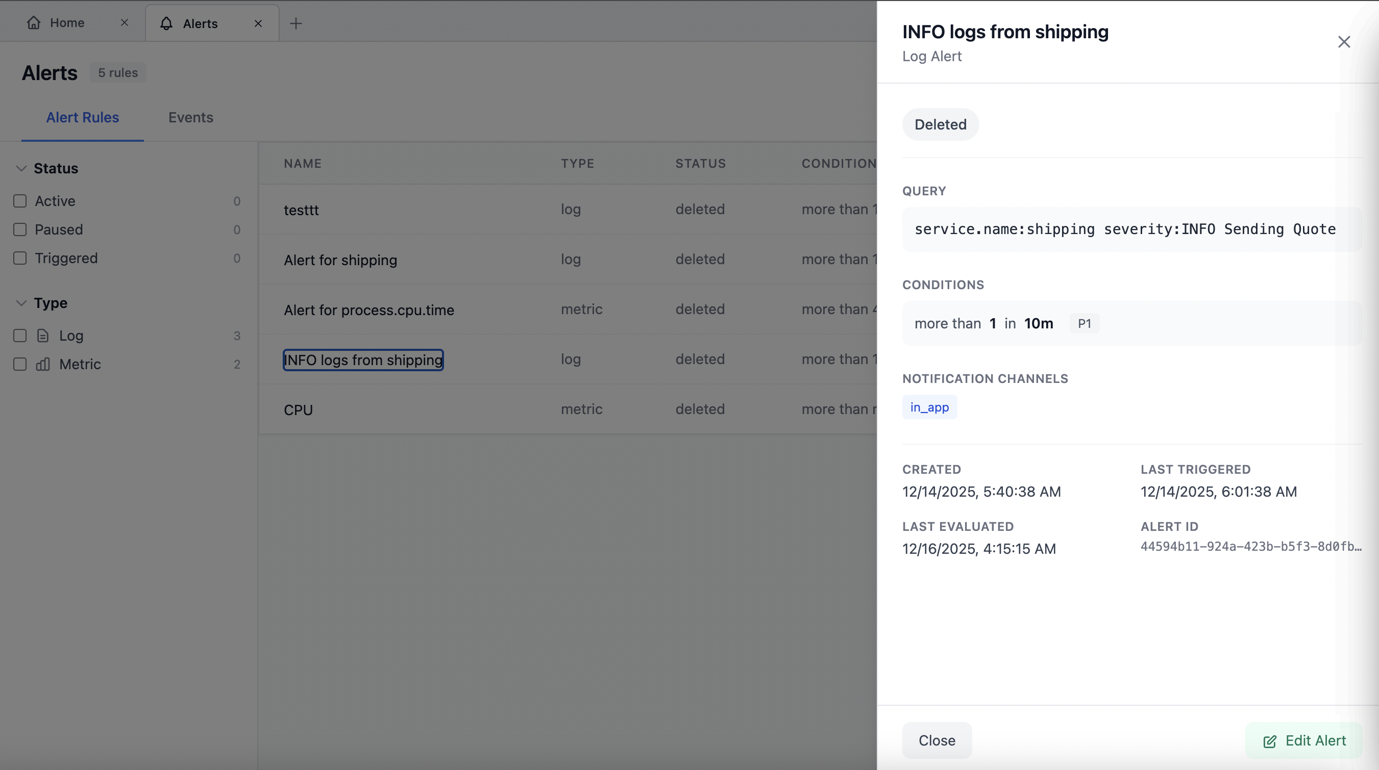 Active Alerts Dashboard