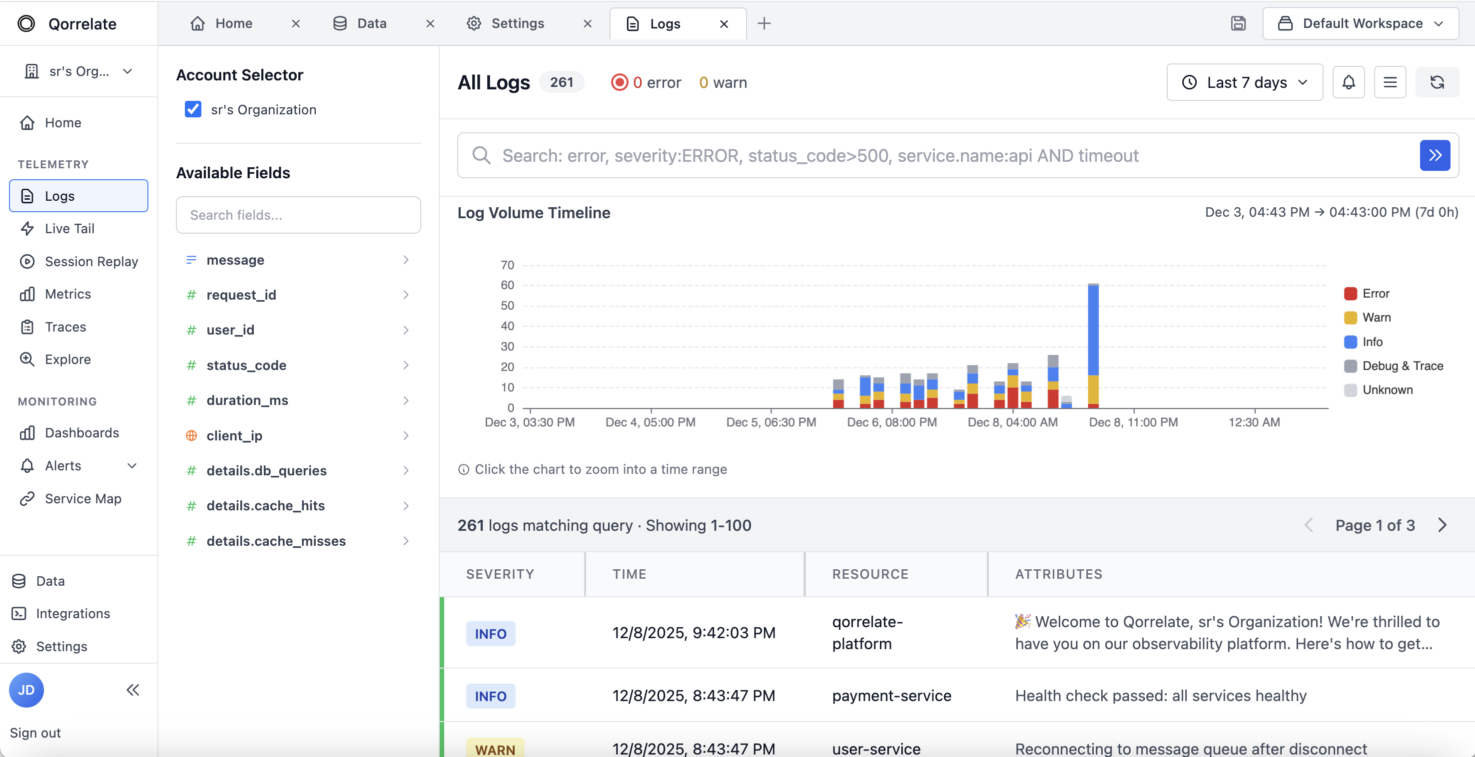 Log Management Dashboard